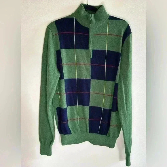 Fairway & Greene 100% Italian Cashmere 1/4 Zip - Men’s Size Medium - Picture 1 of 8